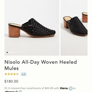 Nisolo All Day Woven Mule Heels in Black
